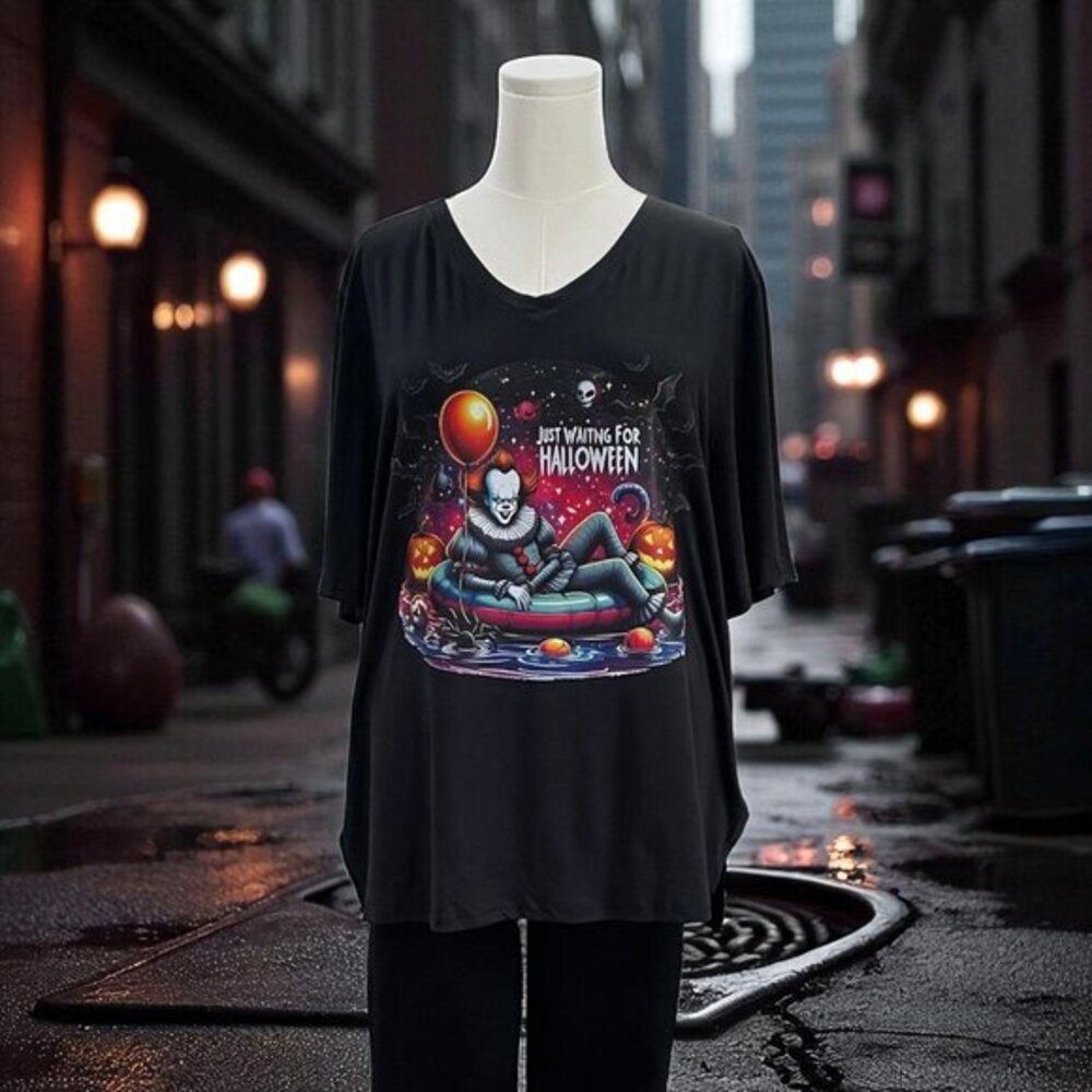 Halloween Creepy Clown Graphic Shirt Oversized Spooky Horror Goth Grunge XL